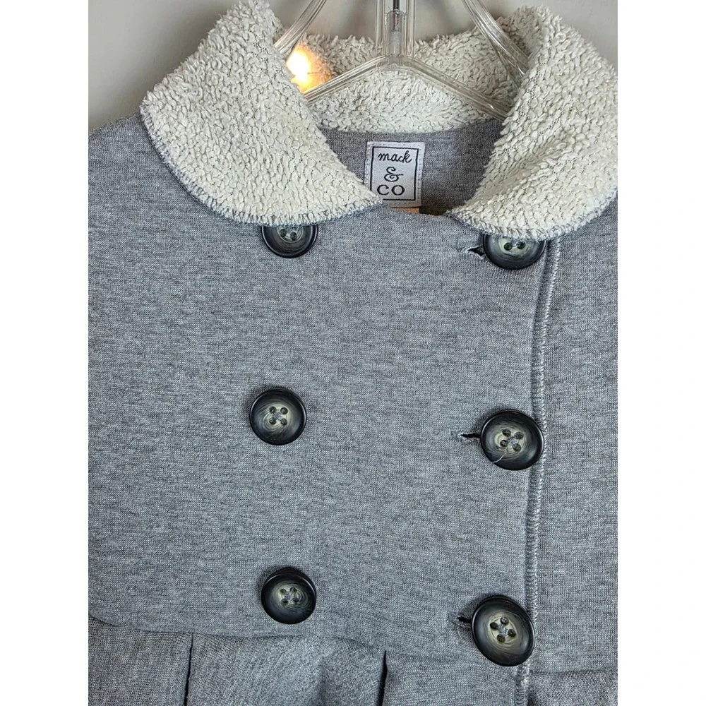Mack &‎ Co Girls Sz S Gray Sherpa Collar Pleated Peacoat Size S Preppy Cute